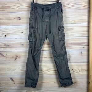 James Perse Cargo Pants Mens 1 Grey Standard Drawstring Utility Grunge Flaws